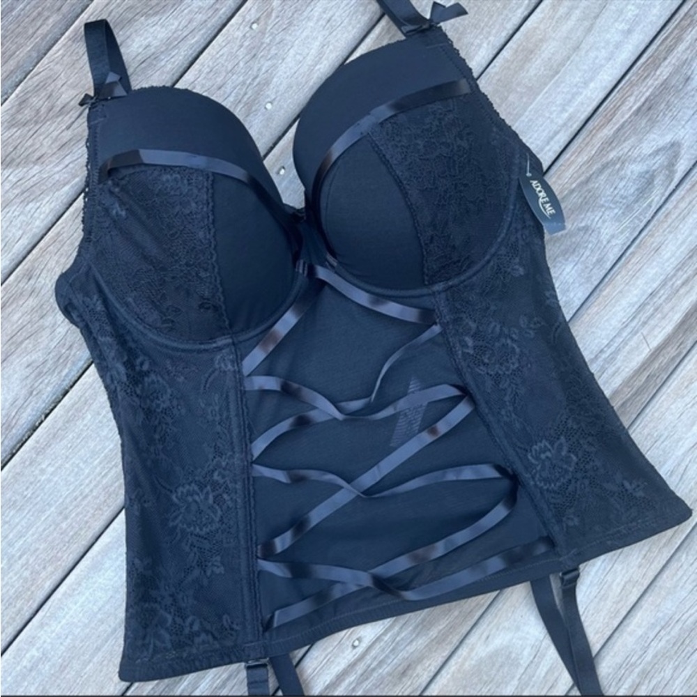 Jet Black Demi Contour Bustier Corset NWT 38DD 40C corset